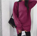 Women's Oversized Wool Cashmere Sweater Dress with Side Slits