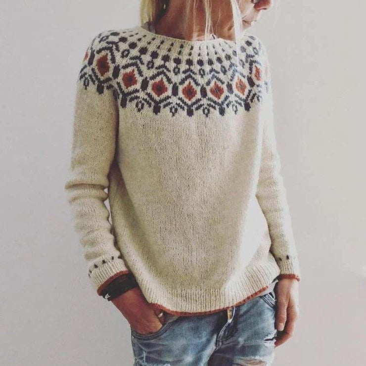 Fair Isle Pullover Sweater for Women