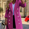 Women's Tailored Longline Coat with Double-Breasted Front and Notched Lapels