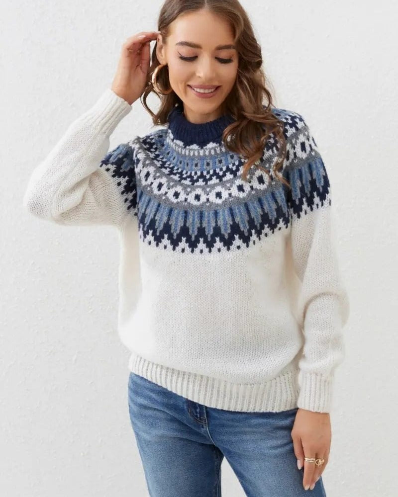 Fair Isle Crew Neck Sweater for Women