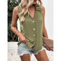 Yara - Sleeveless V-Neck Button Top