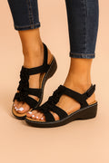 Yara - Wedge Sandals with Floral Decor